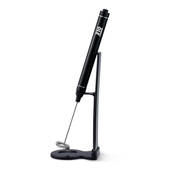 A black 310 Frother used for blending drinks, creating foam, and mixing supplements.
