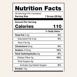 Nutrition facts label featuring the amount of calories per serving of vanilla creme shake.