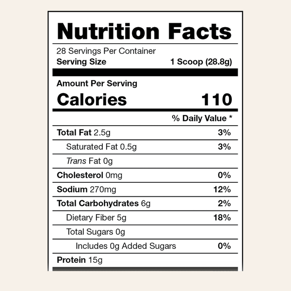 Nutrition facts label featuring the amount of calories per serving of vanilla creme shake.